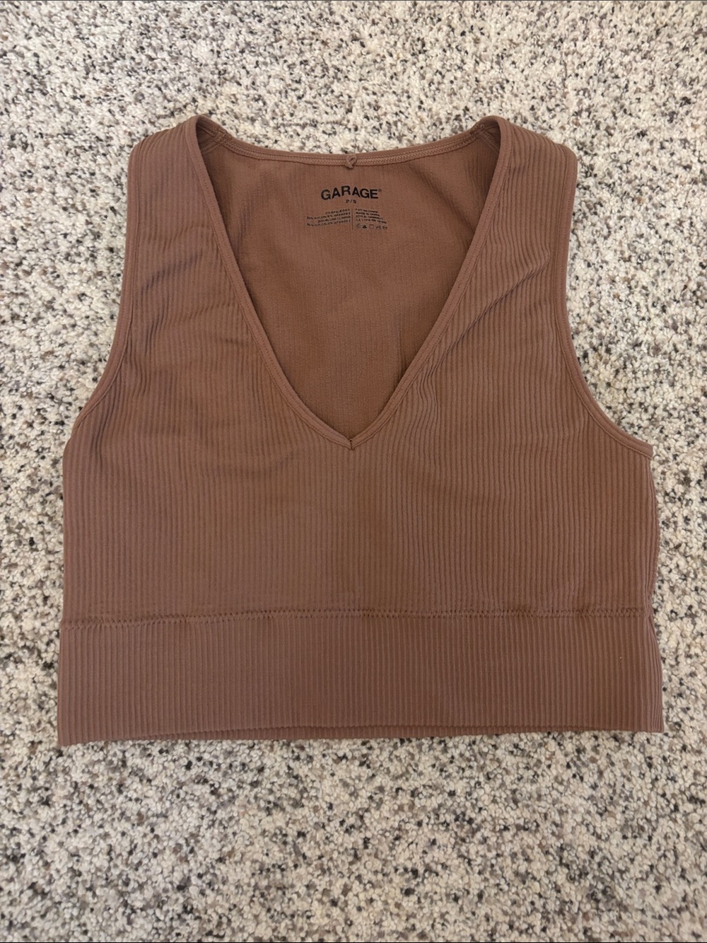 Garage Size S Seamless Plunge V Neck Cropped Tank Top Brown
